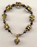 Bracelet_Black Swirl Cubes and Gold Foil